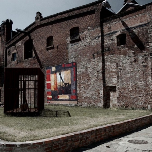 Pejzaż industrialny - mural zrealizowany na terenie Browaru Mieszczańskiego we Wrocławiu, technika: farby mineralne Keima, 400x450cm, Wrocław 2008