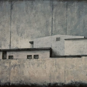 Joanna Pałys "Pejzaż obiektywny I", akryl na płótnie, 50x100cm, 2010 rok.