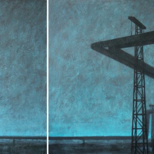 Joanna Pałys "Pejzaż Industrialny", akryl na płótnie, dyptyk 100 x 240cm, 2007 r.