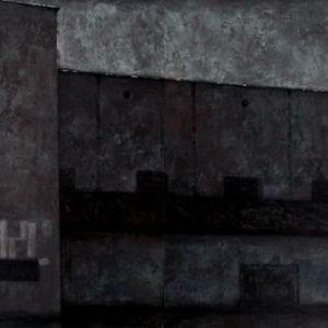 Joanna Pałys "Pejzaż postindustrialny. Miejsce, którego nie ma", akryl na płótnie, dyptyk: 100x300cm, 2008 r.