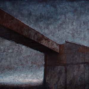 Joanna Pałys "Pejzaż Industrialny III", technika mieszana / akryl na płótnie, 100x140cm, 2008
